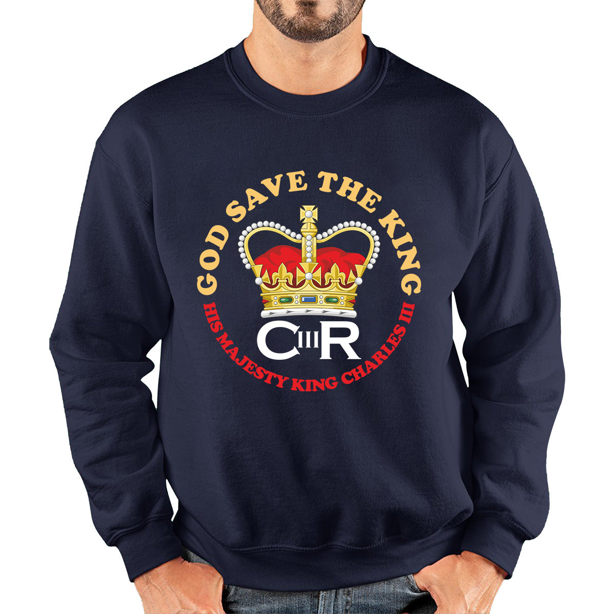 God Save The King CR III King Charles III Coronation 2023 His Majesty British Royal Crown Union Jack Unisex Sweatshirt