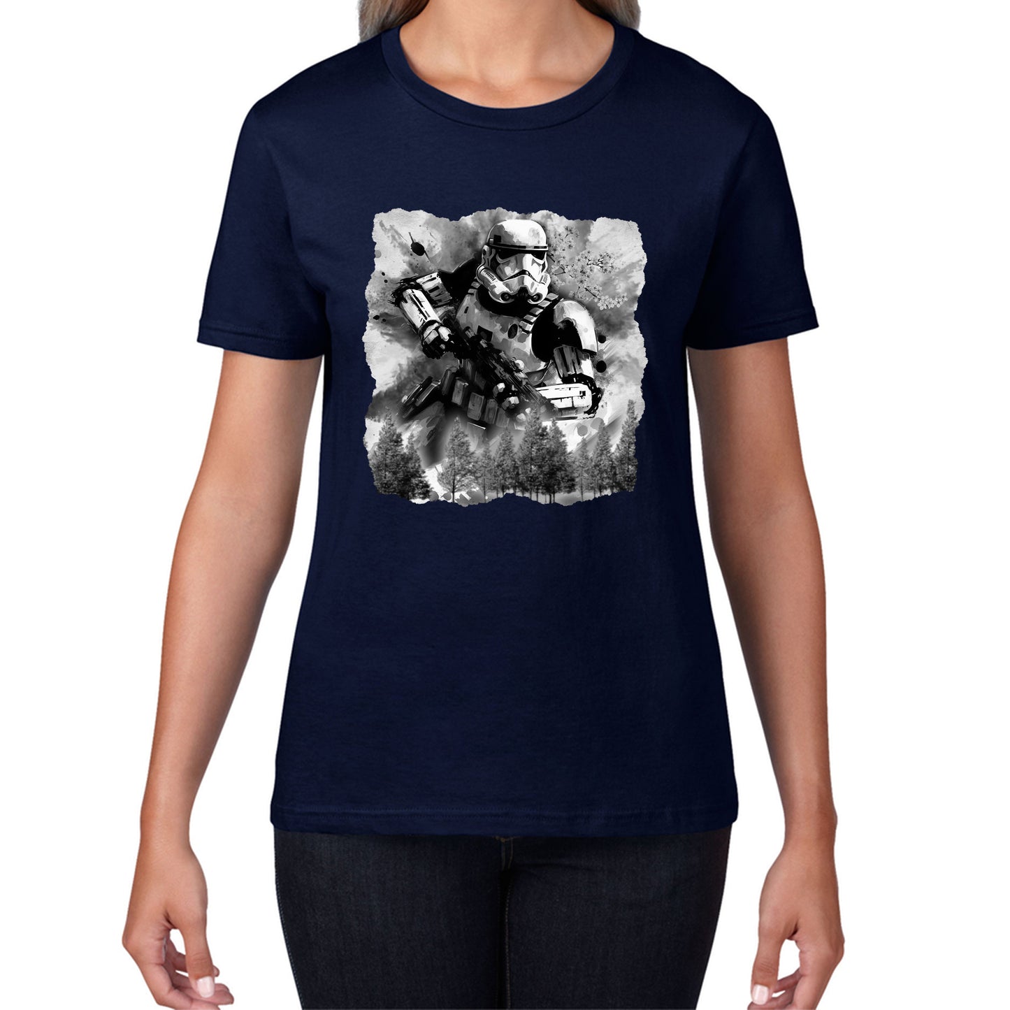 Hunter In The Forest Death Star Vintage Poster Graphic Movie Series Womens Tee Top