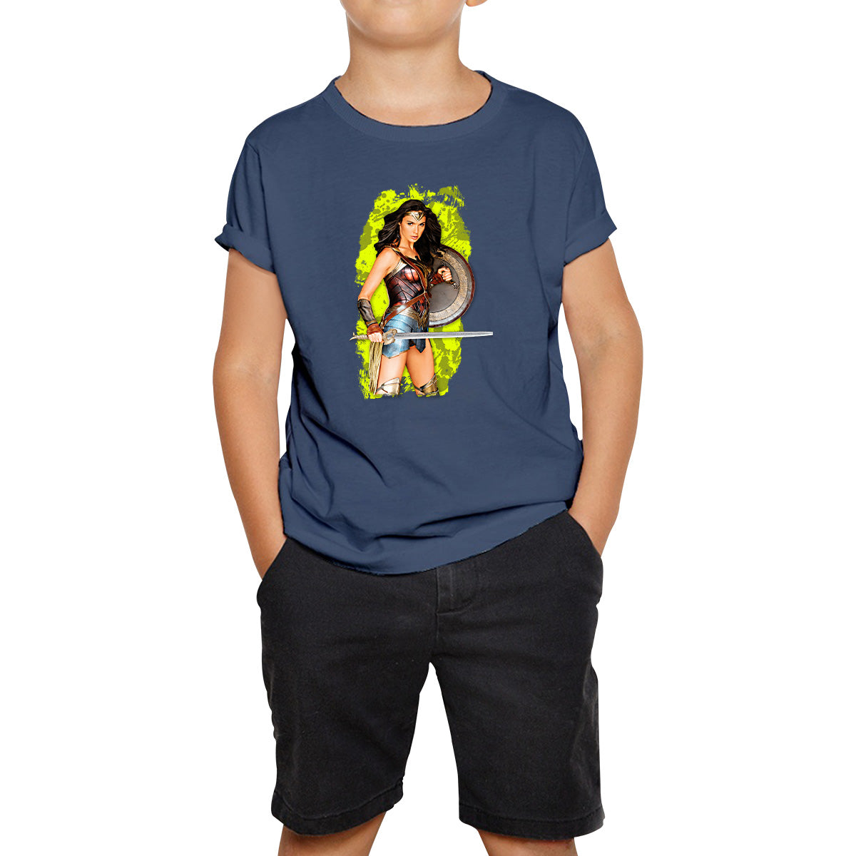 Gal Gadot Wonder Woman Shield Comic Book Character Wonder Girl Superhero Kids T Shirt