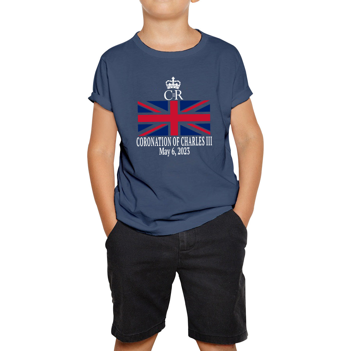 Royal Cypher CR III Coronation Of Charles III 6th May 2023 King Charles III Royal King British Flag Kids T Shirt