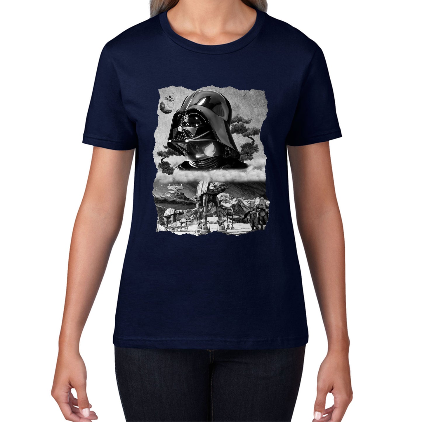 The Force Is Strong With This One Vintage Poster Graphic Movie Series Womens Tee Top