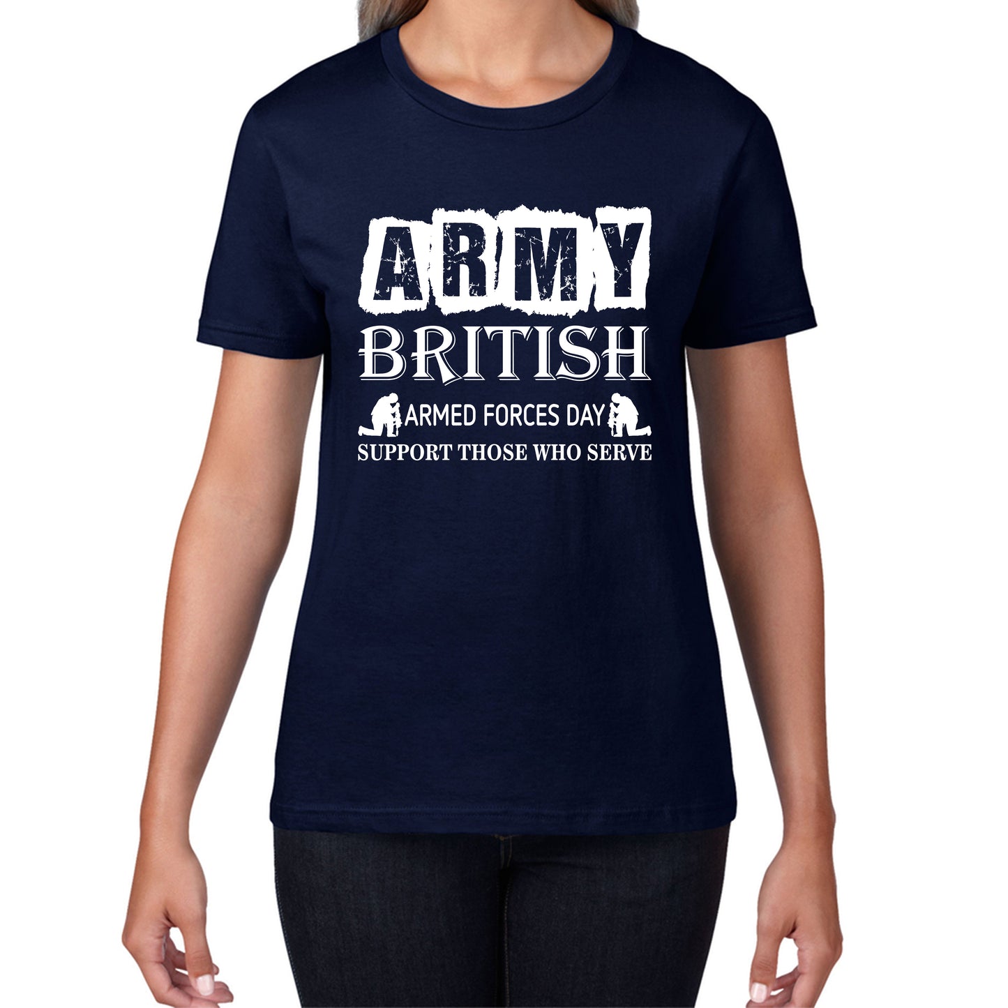 Army British Armed Forces Day Support Those Who Serve Lest We Forget Remembrance Day Veterans Day Poppy Flower Womens Tee Top