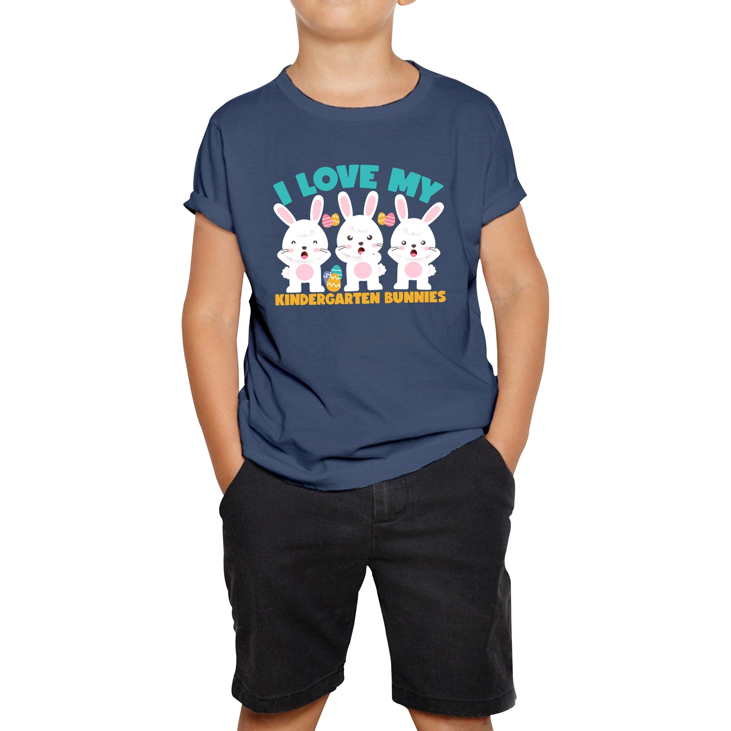 I Love My Kindergarten Bunnies Teacher Easter Bunny Teacher Back To School Kids Tee