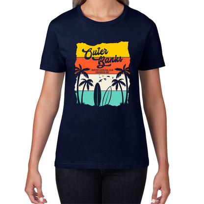 Outer Banks North Carolina NC Vintage Retro Beach Sunset TV Series JJ Maybank Pogue life OBX Fans Womens Tee Top