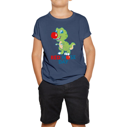 Red Nose Day T-rex Trex Lover's Gift Dynosaurs Dino Red Nose Day 2023 Kids Tee