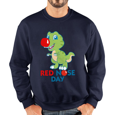Red Nose Day T-rex Trex Lover's Gift Dynosaurs Dino Red Nose Day 2023 Unisex Sweatshirt