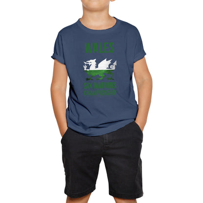 Wales Flag Logo Rugby Cup European Support World Six Nations Championship Kids Tee