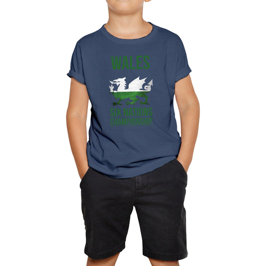 Wales Flag Logo Rugby Cup European Support World Six Nations Championship Kids Tee