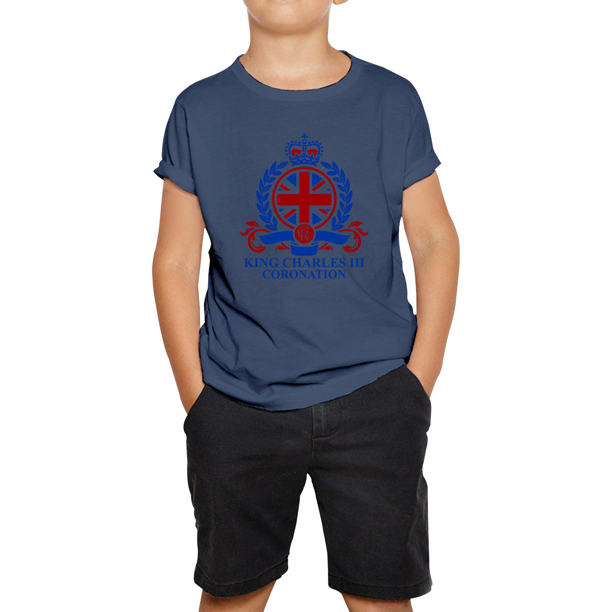 King Charles III Coronation 2023 CR III King Of England United Kingdom His Majesty Kids T Shirt