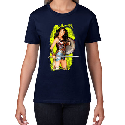 Gal Gadot Wonder Woman Shield Comic Book Character Wonder Girl Superhero Womens Tee Top