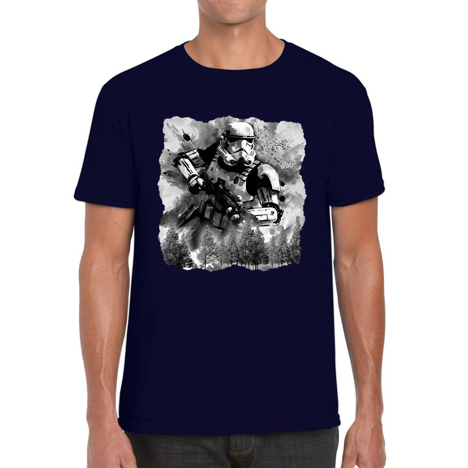 Hunter In The Forest Death Star Vintage Poster Graphic Movie Series Mens Tee Top