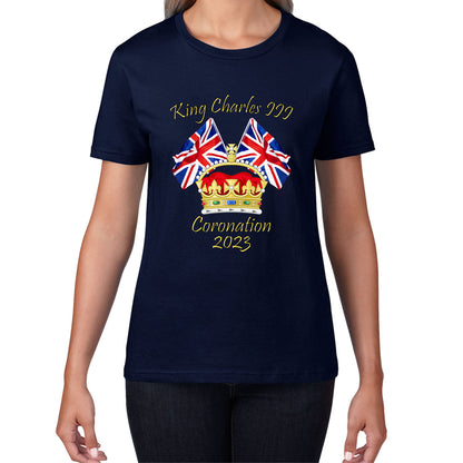 King Charles III Coronation 2023 United Kingdom Flags Royal Crown Ruling Monarch Of England CR III Womens Tee Top
