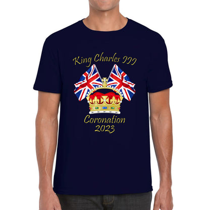 King Charles III Coronation 2023 United Kingdom Flags Royal Crown Ruling Monarch Of England CR III Mens Tee Top