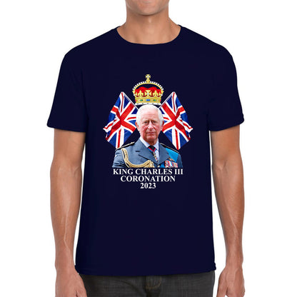 King Charles III Coronation 2023 British United Kingdom Uk Flags CR III Royal Crown Ruling Monarch Of England Mens Tee Top