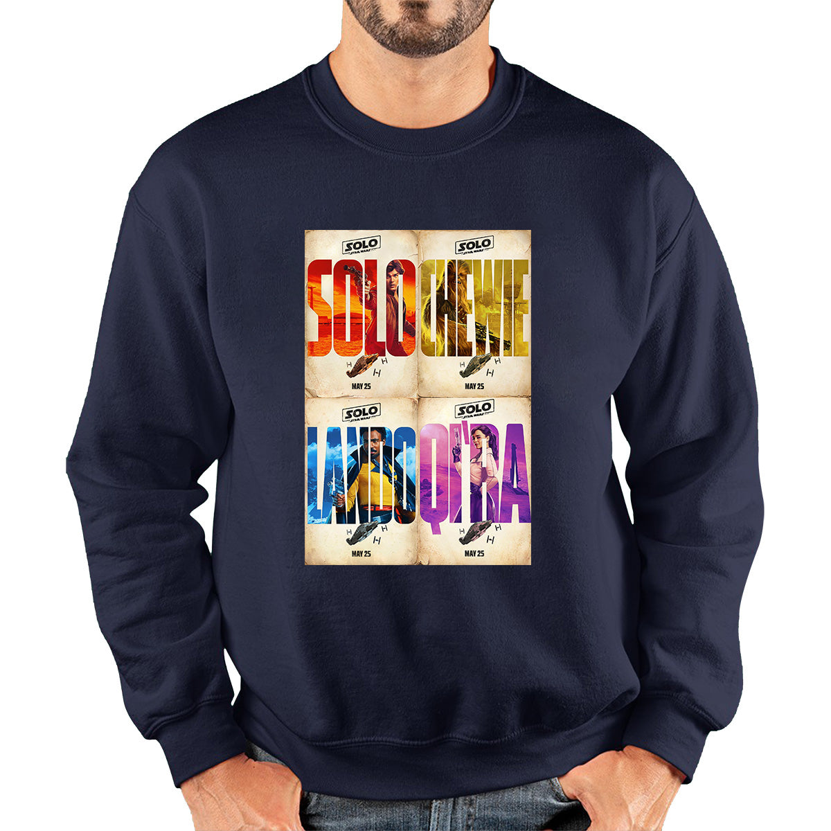 Solo A Star Wars Story Posters Solo Chewie Lando Qira Sci-fi Action Adventure Movie Characters Star Wars Galaxy's Edge Trip Unisex Sweatshirt