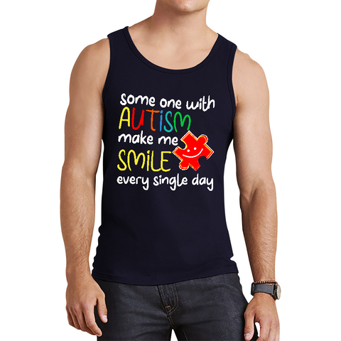 Someone With Autism Make Me Smile Every Single Day Autism Awareness Tank Top