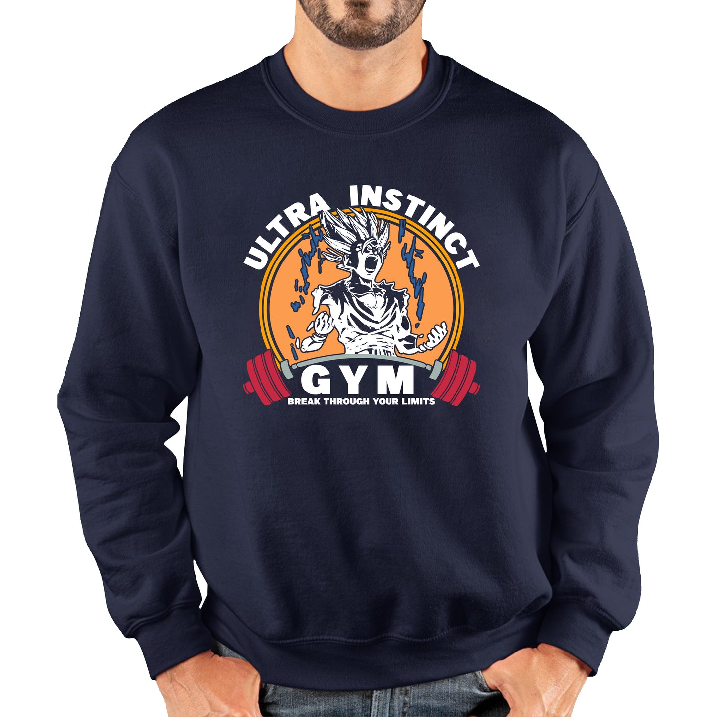 Ultra Instinct Gym Break Through Your Limits Dragon Ball Z Super Saiyan Goku Gym Training Bodybuilding Workout Unisex Sweatshirt