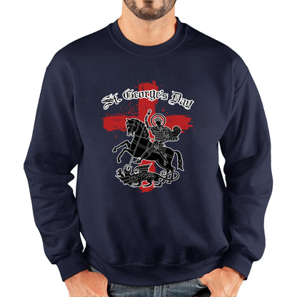 St George's Day Coat Of Arms Of Moscow Heraldic Horseman With A Spear In His Hand Slaying A Zilant Saint George And The Dragon England Flag Unisex Sweatshirt