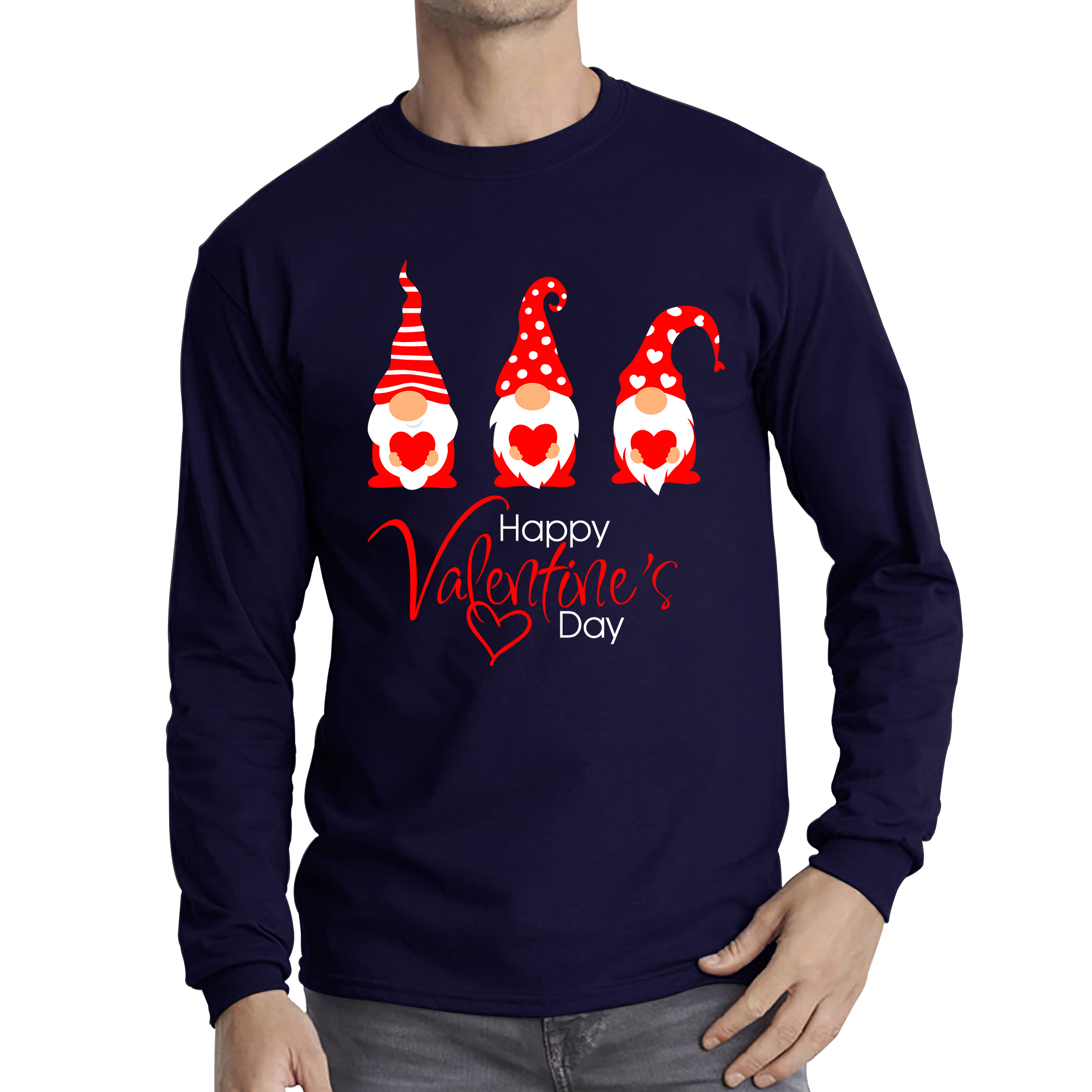 Happy Valentines Day Gnomes Tee Top For Gnome Lovers Adult Long Sleeve T Shirt
