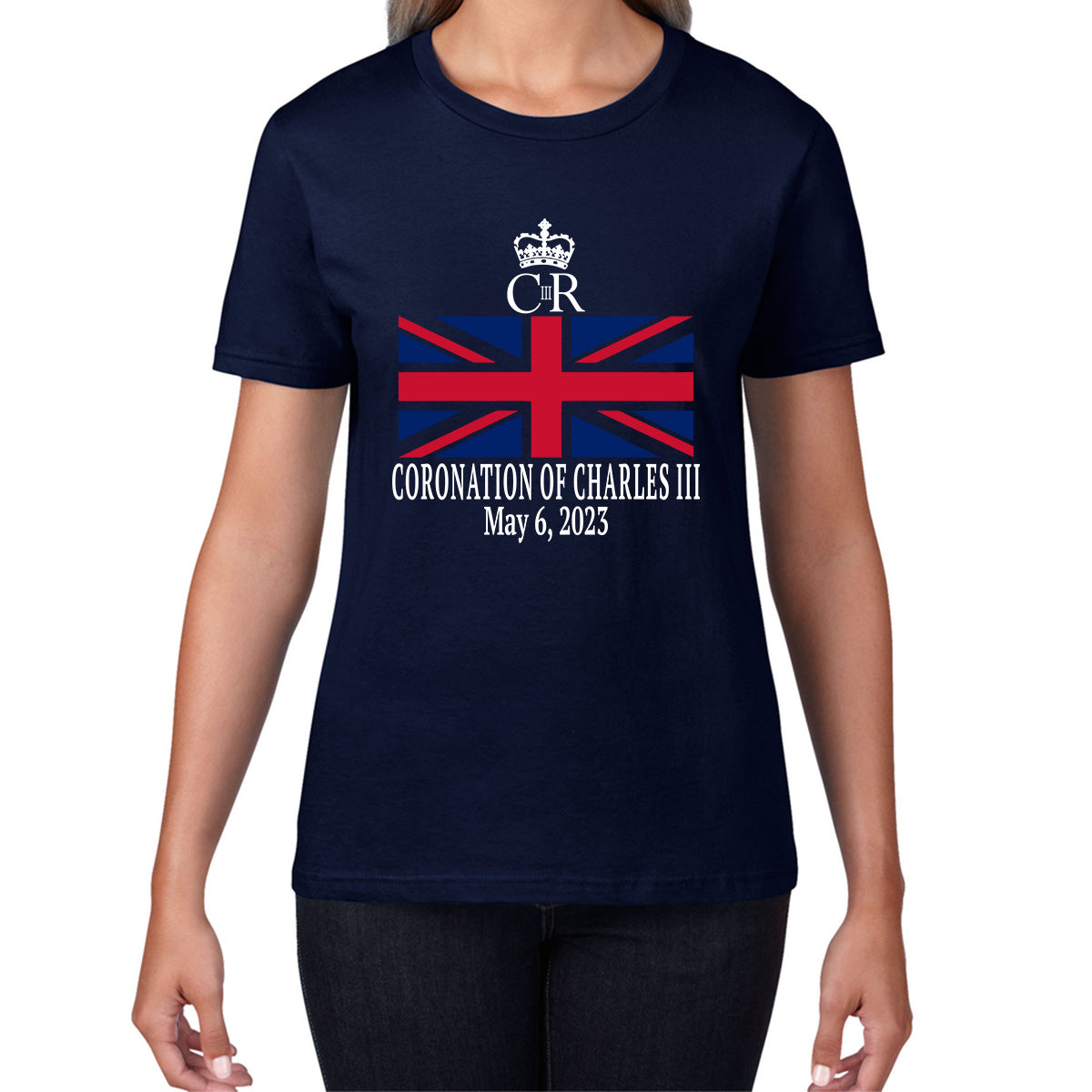 Royal Cypher CR III Coronation Of Charles III 6th May 2023 King Charles III Royal King British Flag Womens Tee Top