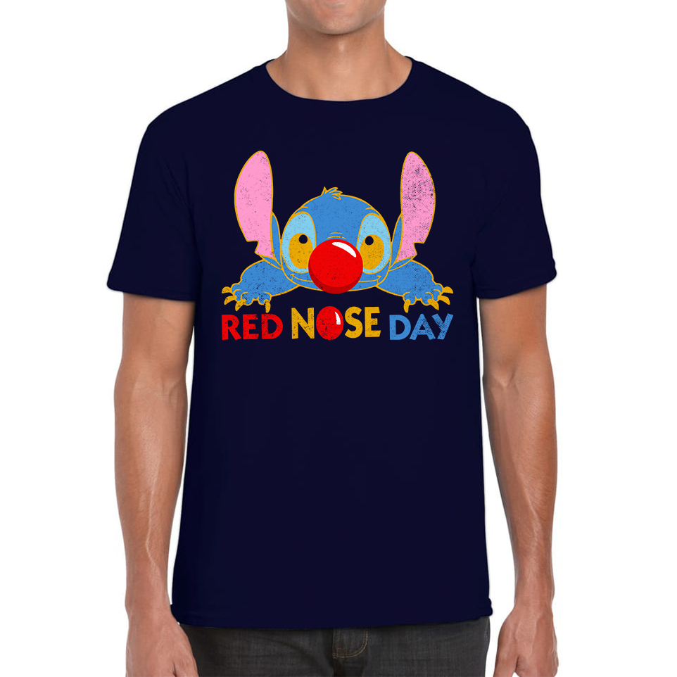 Disney Stitch Red Nose Day Tee Top Ohana Red Nose Day Funny Adult T Shirt. 50% Goes To Charity