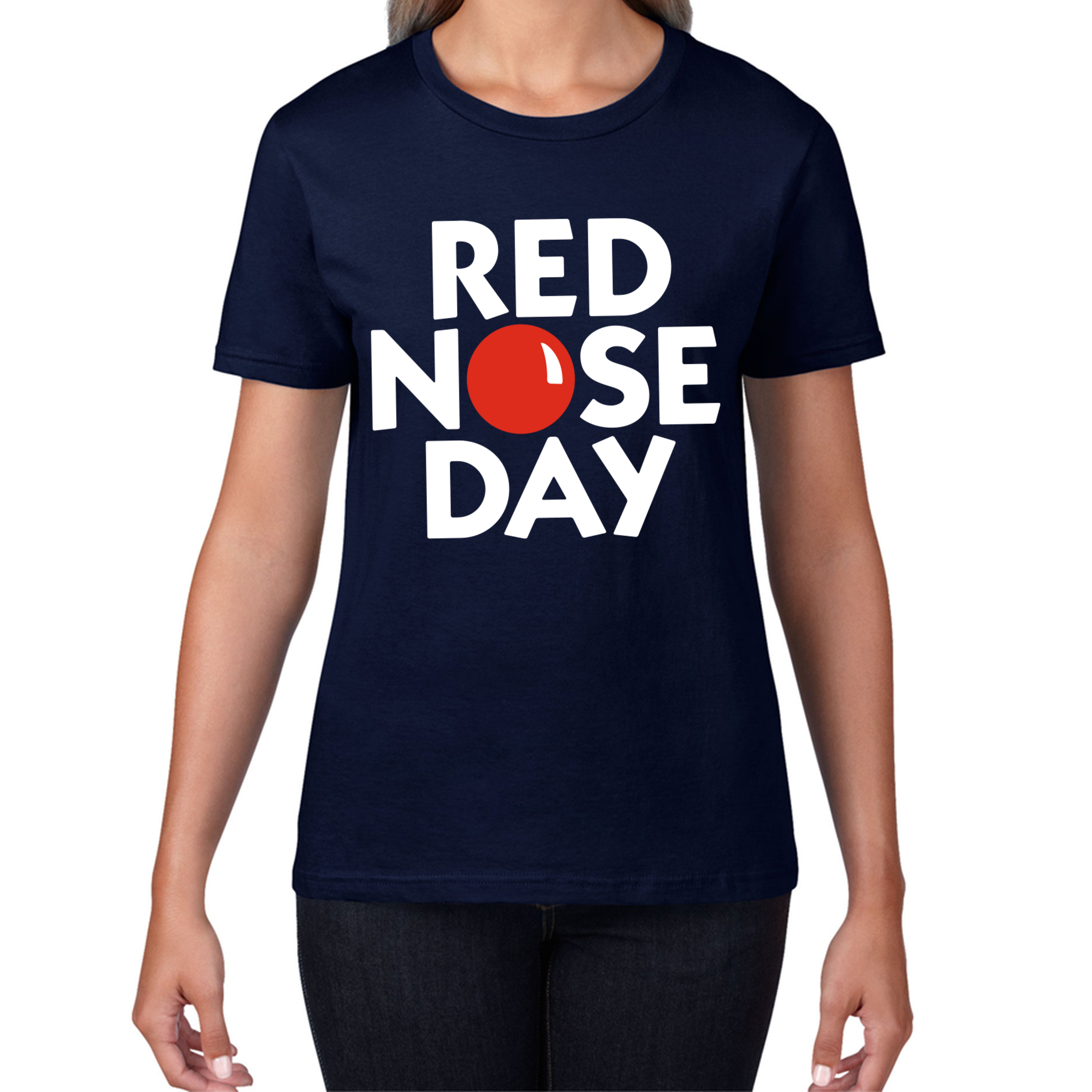 Red Nose Day Ladies T Shirt. 50% Goes To Charity