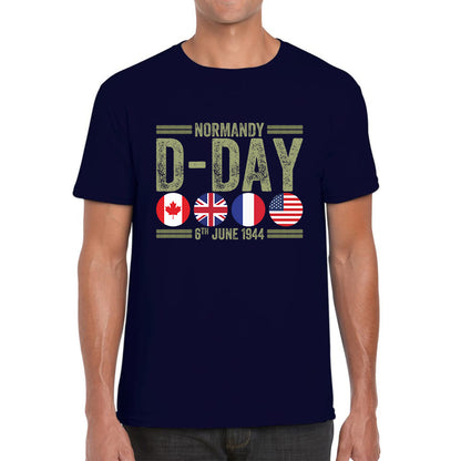 Normandy D-Day 6th June 1944 Normandy Landings World War II British Canadian Airborne Military Seaborne Invasion UK Army Veteran Patriotic Mens Tee Top