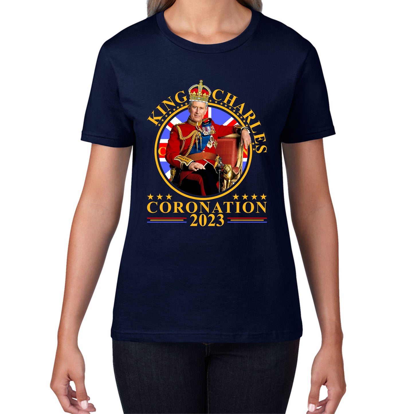 King Charles III Coronation 2023 Ruling Monarch Of England United Kingdom Royal Crown Womens Tee Top