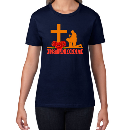 Lest We Forget Anzac Day Poppy Flowers British Armed Forces T Shirt