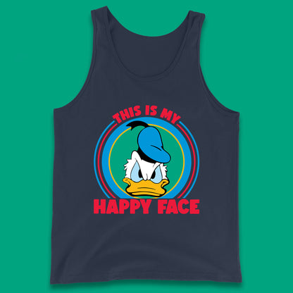 This Is My Happy Face Donald Duck Funny Animated Cartoon Character Angry Duck Disneyland Trip Disney Vacations Tank Top
