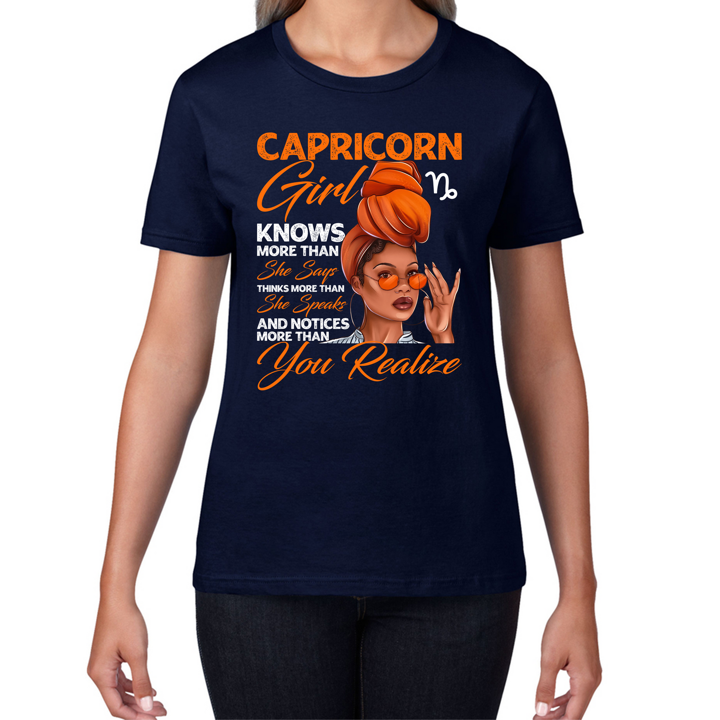 Capricorn Girl Knows More Than Think More Than Horoscope Zodiac Astrological Sign Birthday Womens Tee Top