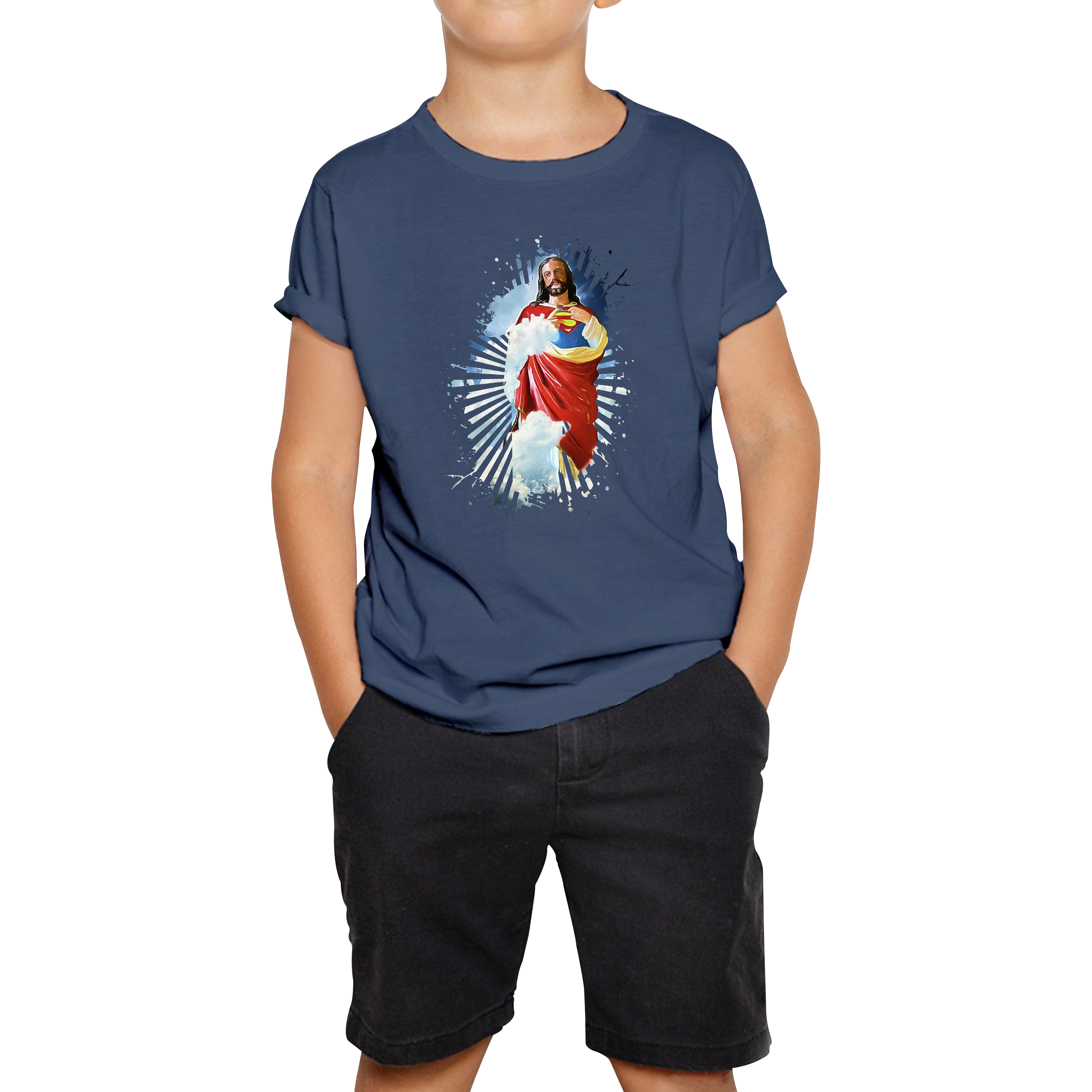 Jesus Christ Superman T-shirt Superman Inspired Spoof Avengers Superhero Christian Gift Kids Tee