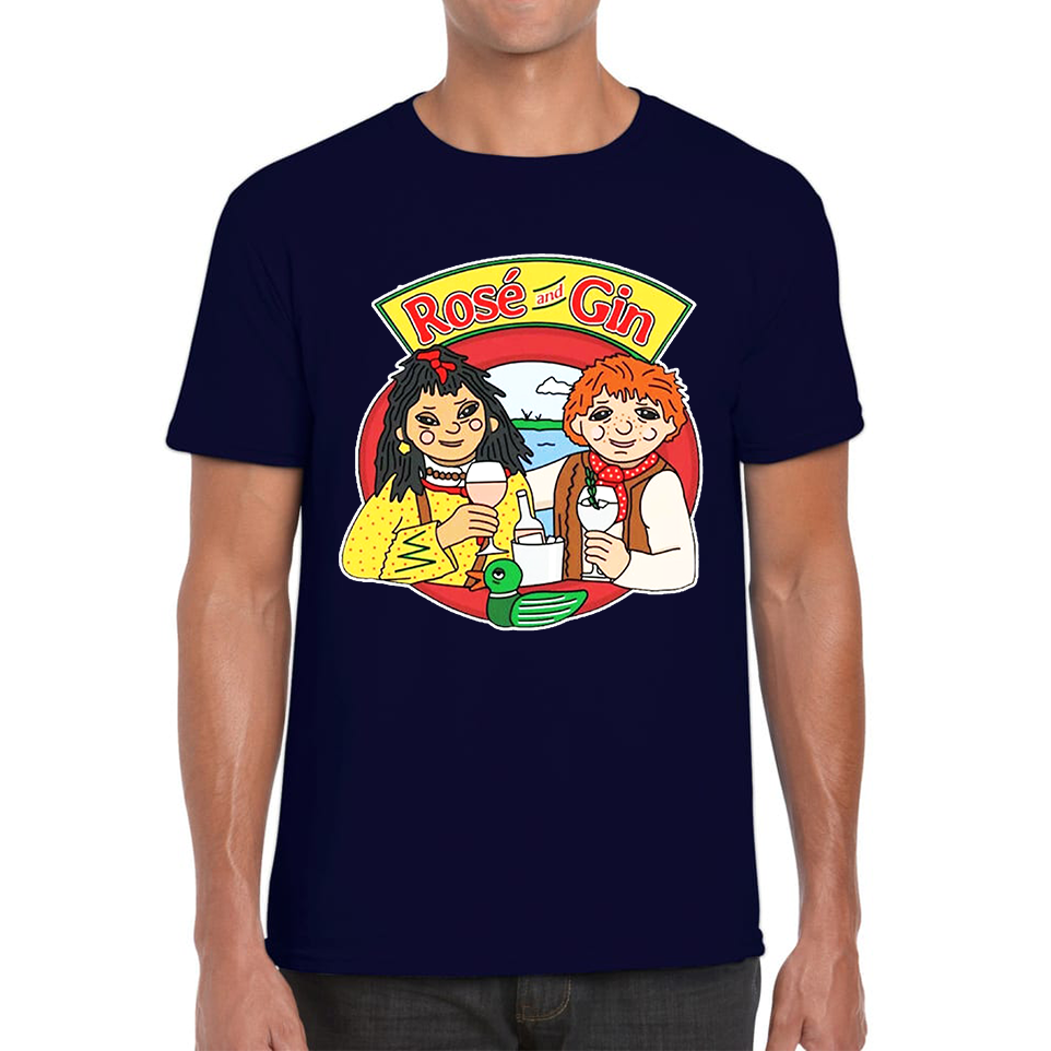 Rosé and Gin Funny 90's TV Show Rosie and Jim Boat Wine T Shirt