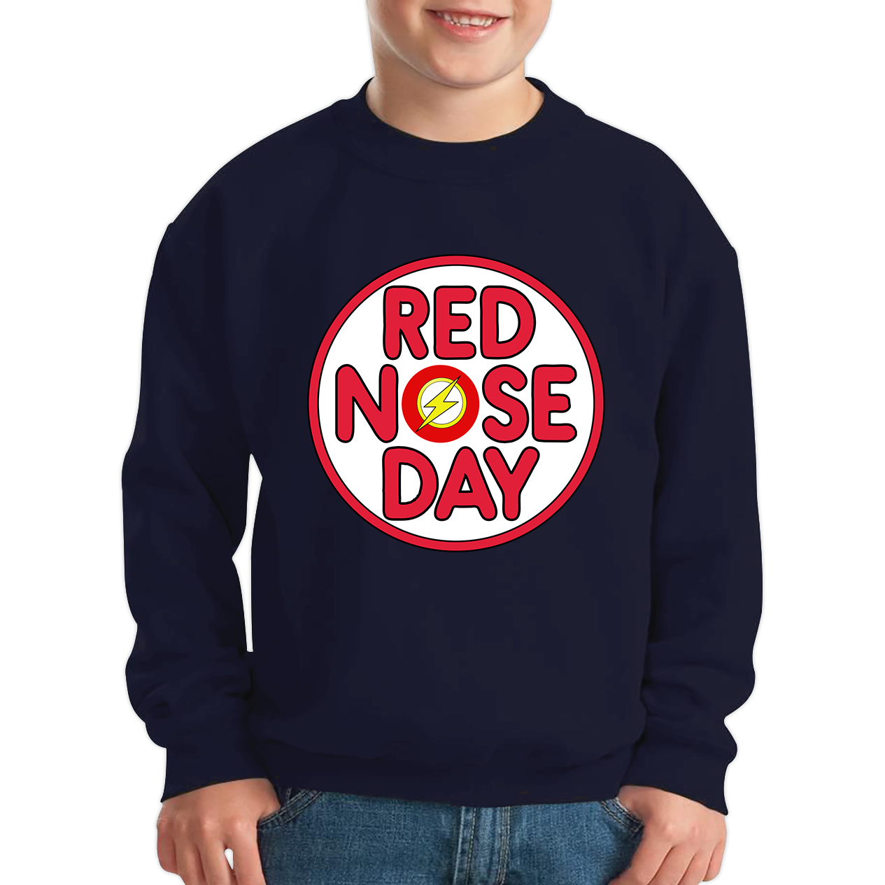 Flash Wally West Red Nose Day Kids Sweatshirt. 50% Goes To Charity