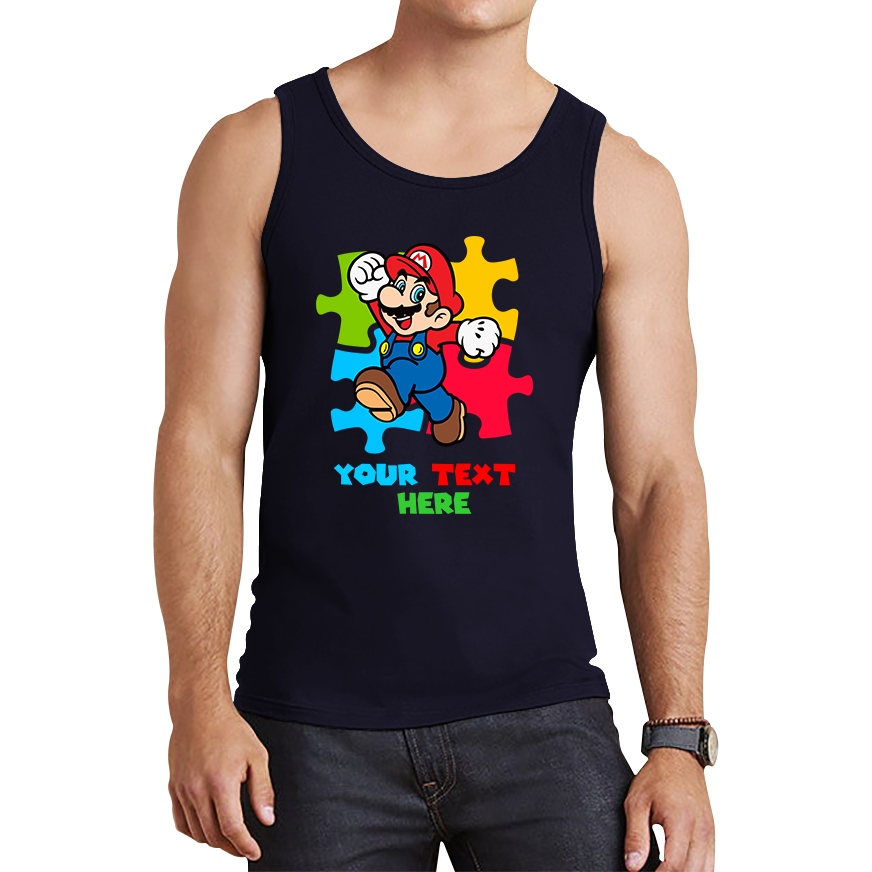 Personalised Your Name Super Mario Vest Funny Game Lovers Players Video Game Tank Top