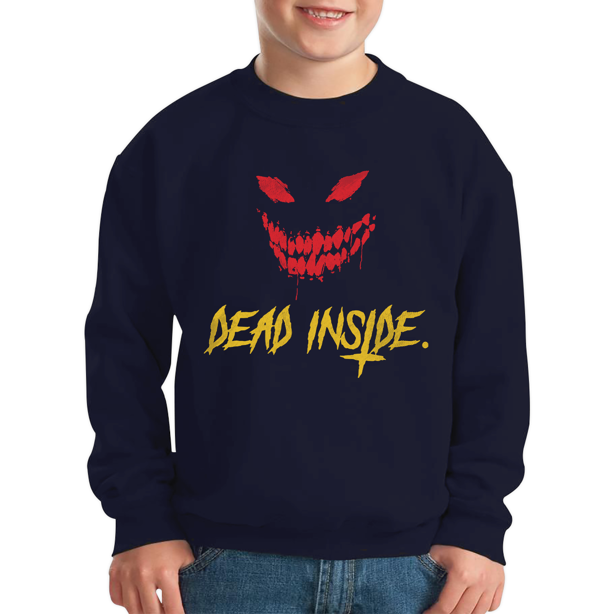 Dead Inside Scary and Horror Face Scary Skull Face Kids Jumper