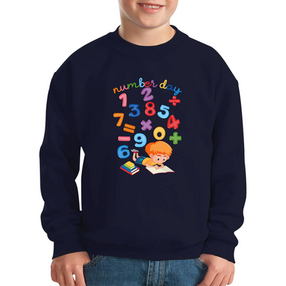 Numbers Day Colourful Numbers Maths Day School Charity Day Mathletics Kids Jumper
