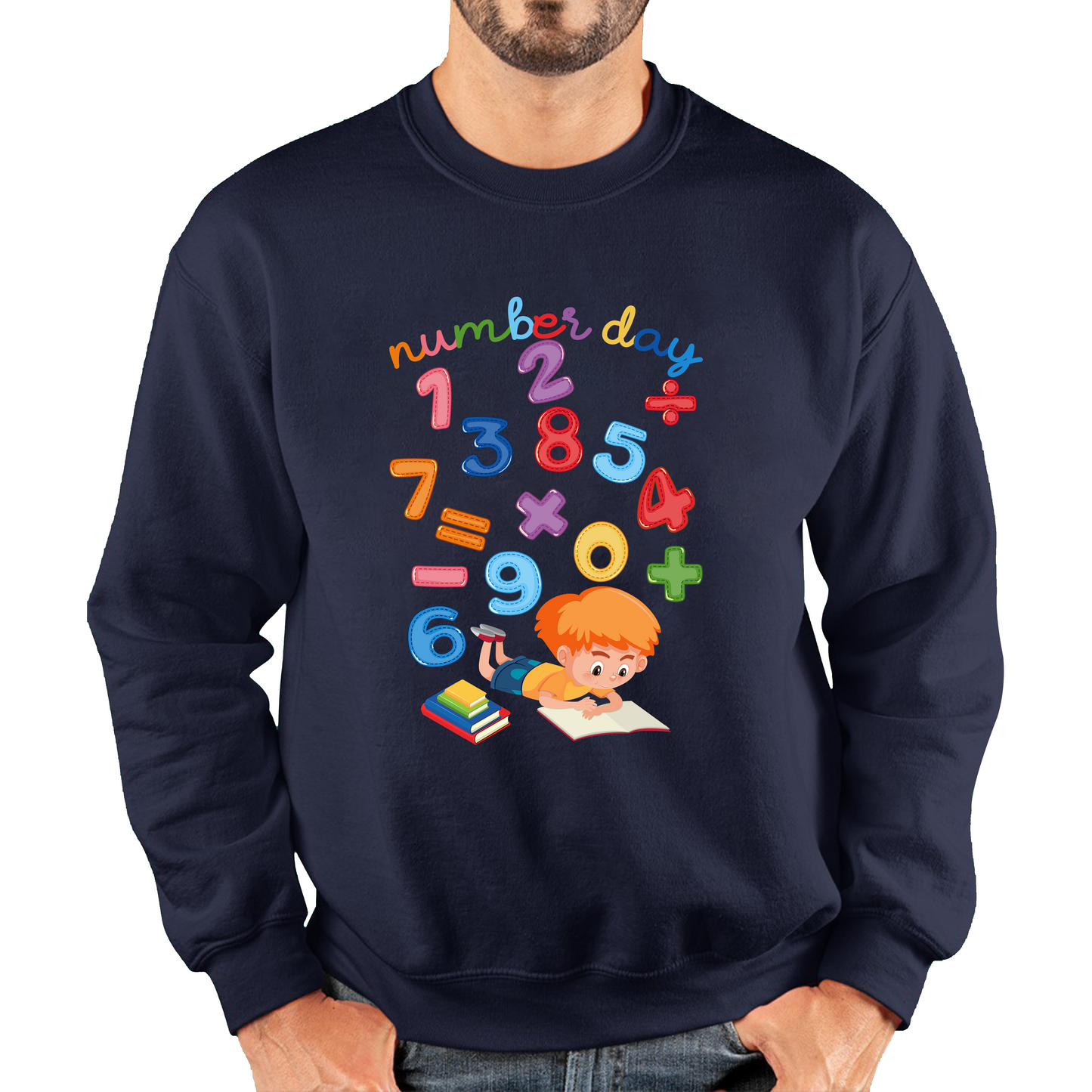Numbers Day Colourful Numbers Maths Day School Charity Day Mathletics Unisex Sweatshirt