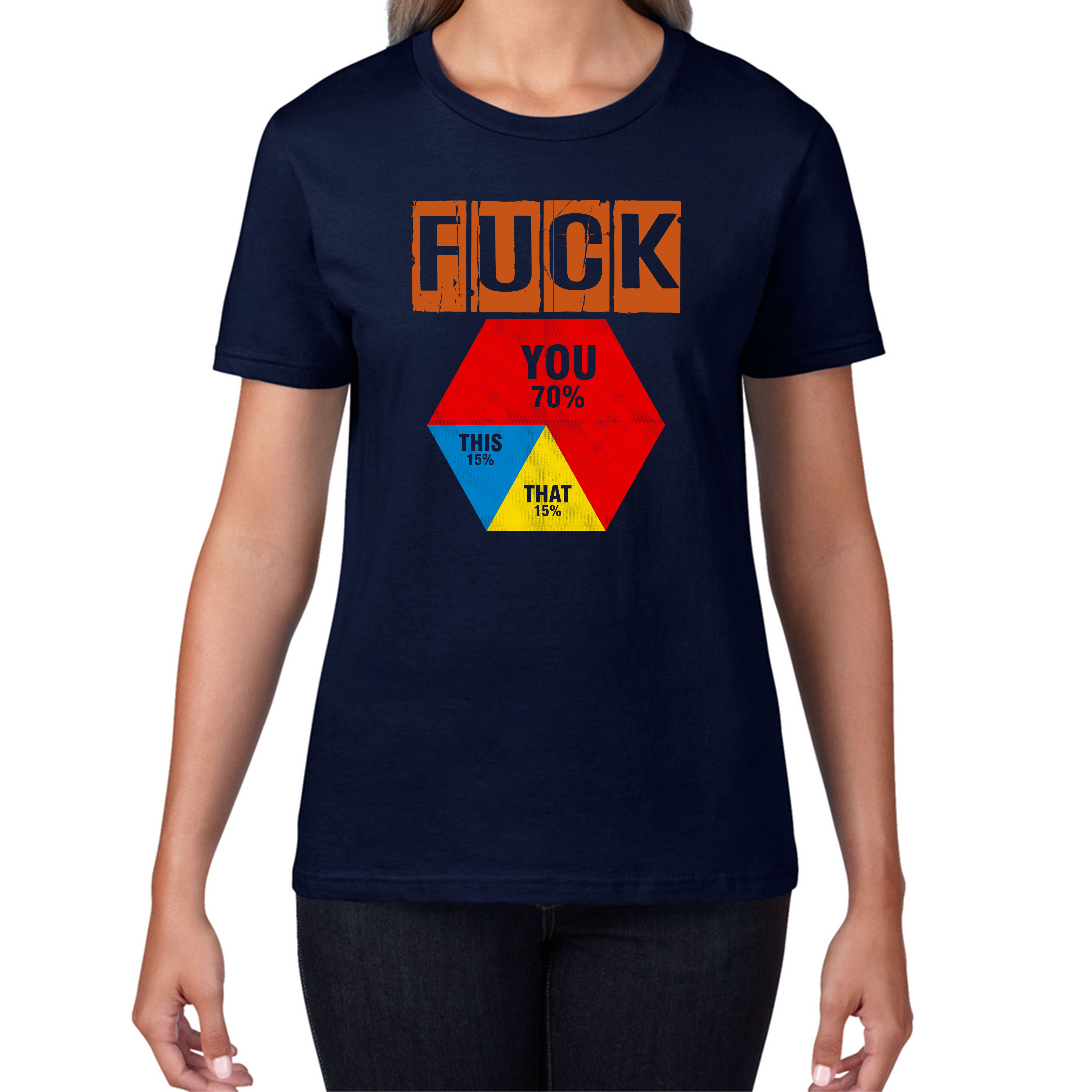 Funny Offensive Love Triangle Fuck You T-shirt offensive Rude Womens Tee Top