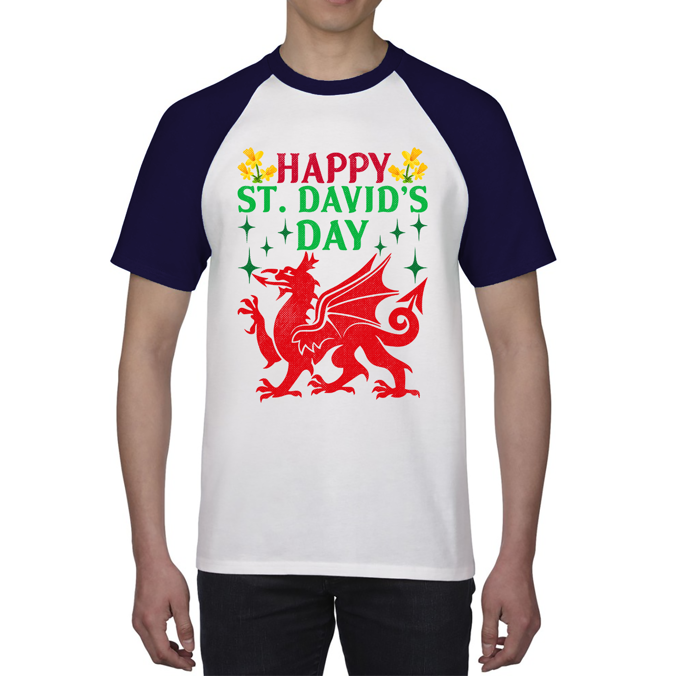 Happy St. David's Day Dragon Welsh Dragon Saint Welsh Language Wales Party Baseball T Shirt