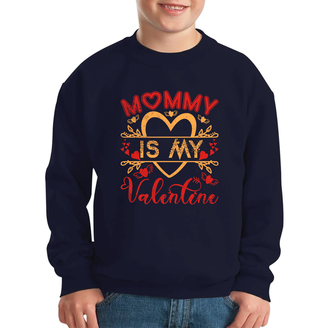 Mommy Is My Valentine Mother's Day Funny Family Valentine's Day Gift Kids Jumper