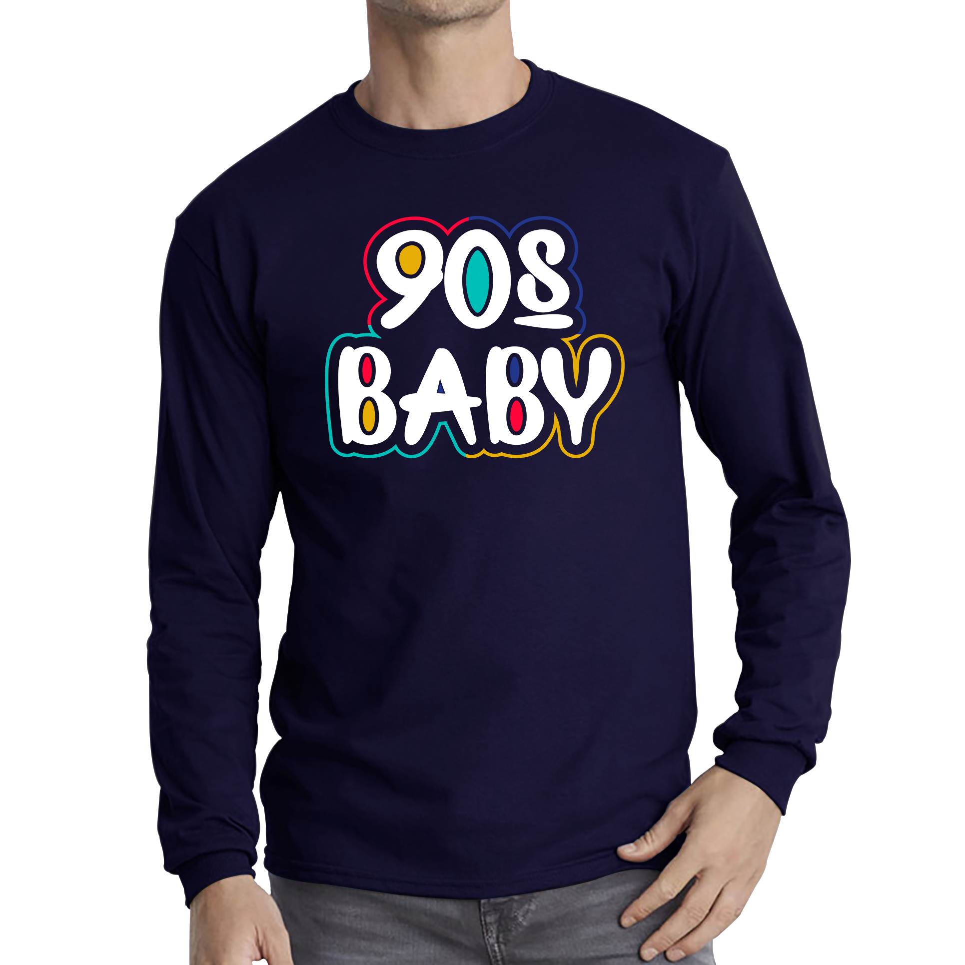 90s Baby Shirt Awesome cool 90's baby fashion Vintag Funny Joke Novelty Design Long Sleeve T Shirt