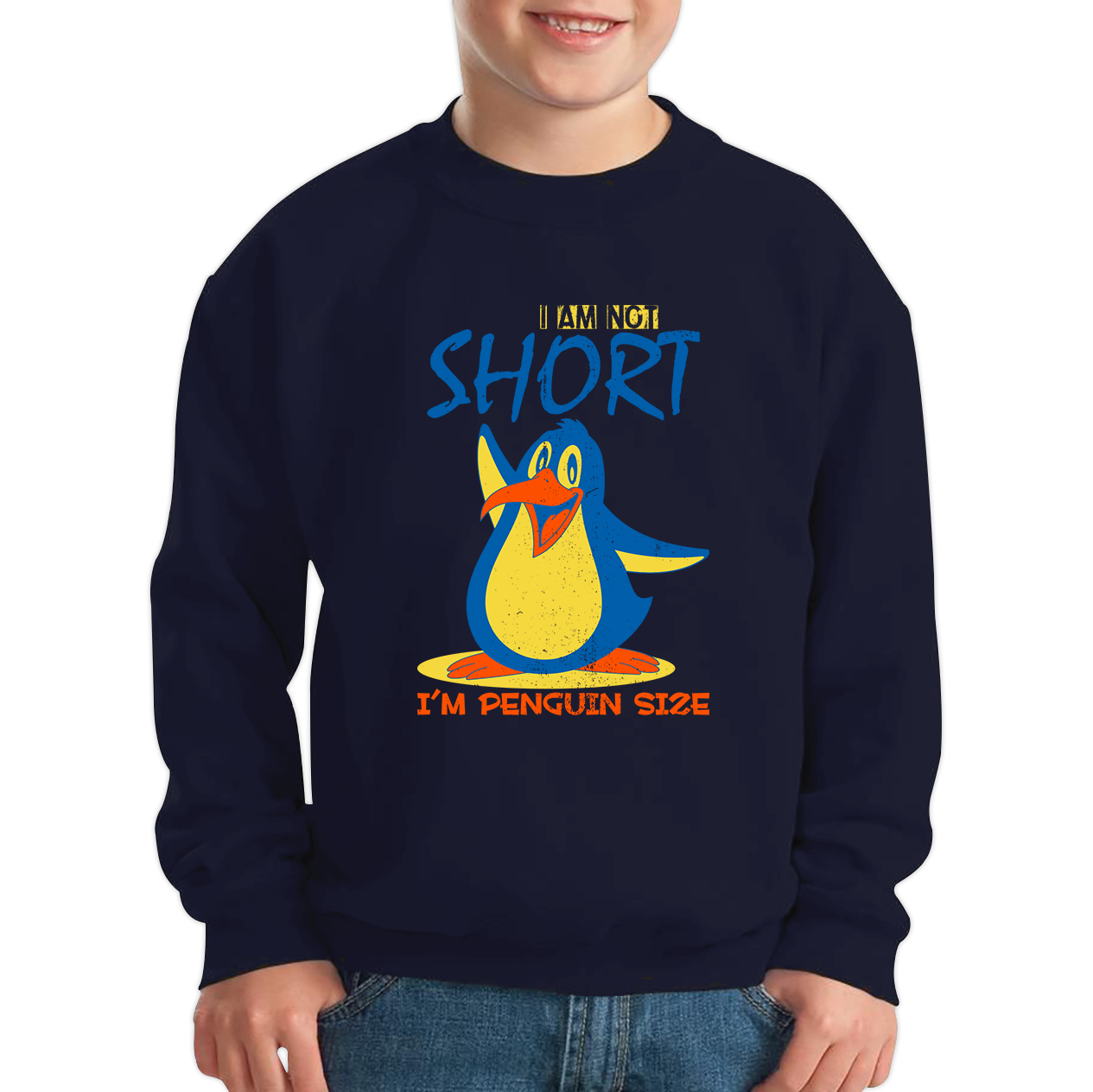 I Am Not Short I'm Penguin Size Funny Penguin Design Animal Saying Kids Jumper