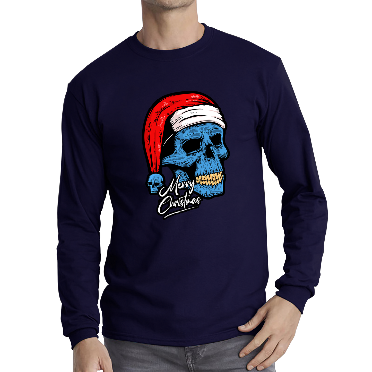 santa skull long sleeve t shirt