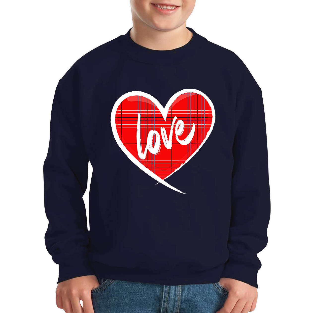 Hand Drawn Love Heart Happy Valentine's Day Lover Heart Kids Jumper