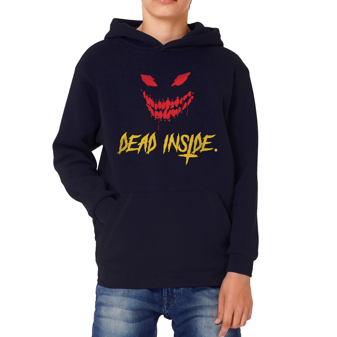 Dead Inside Scary and Horror Face Scary Skull Face Kids Hoodie