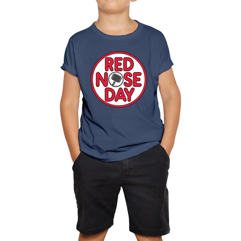 Marvel Avenger Thor Hammer Red Nose Day Kids T Shirt. 50% Goes To Charity