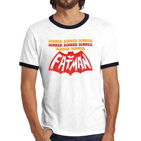 Dinner Dinner Fatman Tshirt Superhero Batman Inspired Funny Novelty Comic Parody Ringer T Shirt