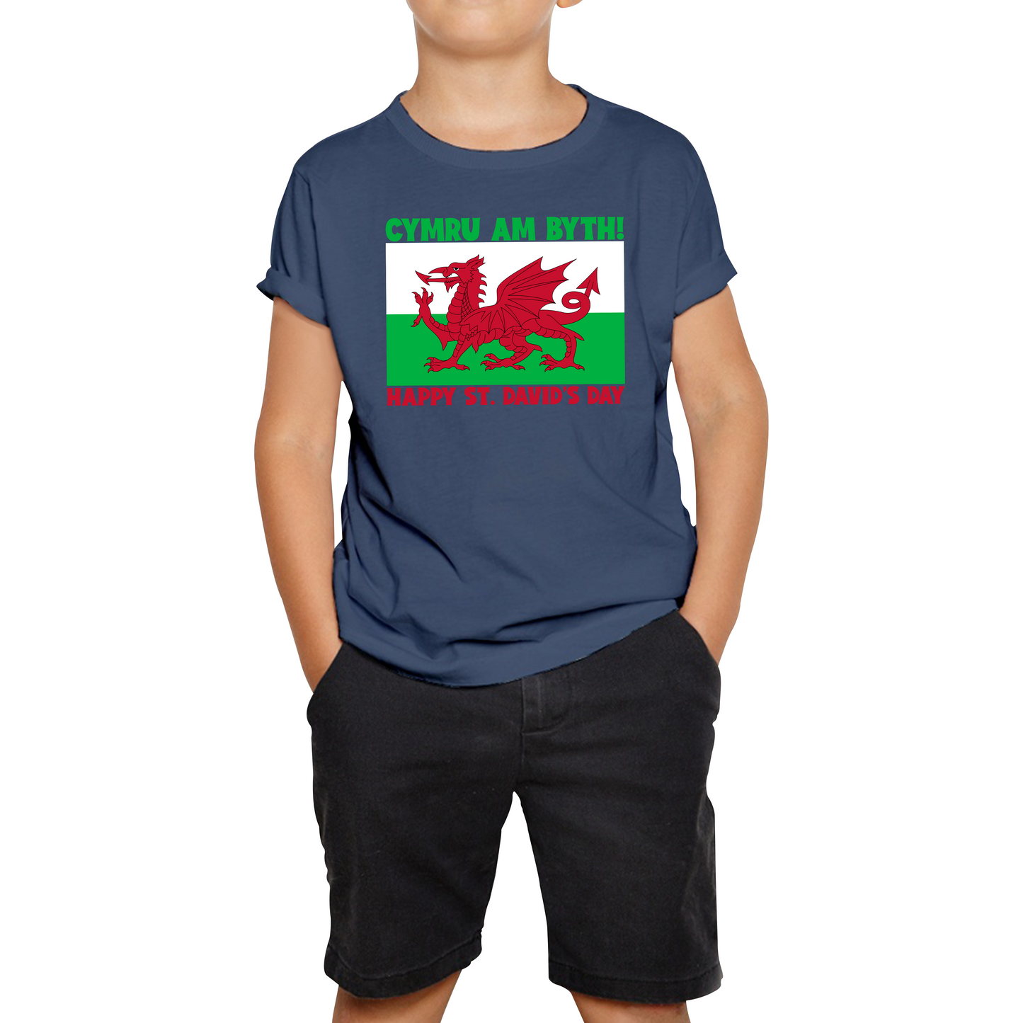 Cymru Am Byth Wales Forever Happy St. David's Day Welsh Dragon Flag Of Wales Saint Welsh Kids Tee