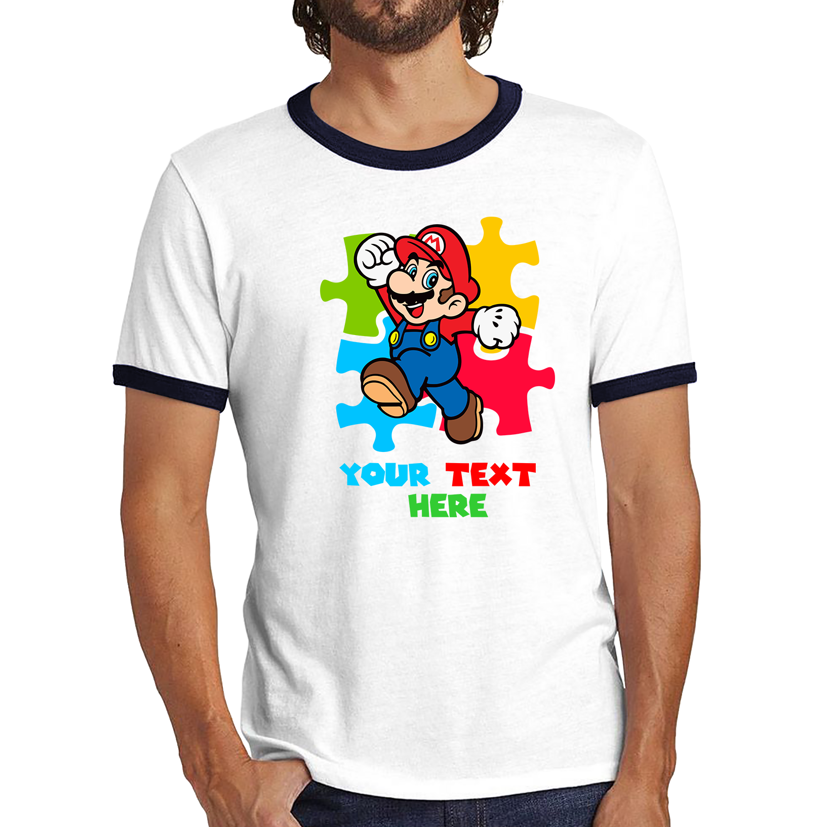 Personalised Your Name Super Mario Shirt Funny Game Lovers Players Video Game Ringer T Shirt